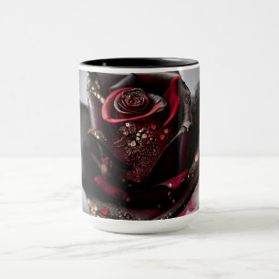Mug Rose noir orné