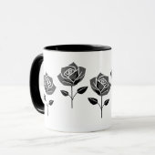 Mug Rose noire minimaliste élégante. (Devant gauche)