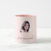 Mug Rose or blush monogramme nom initial photo (Centre)