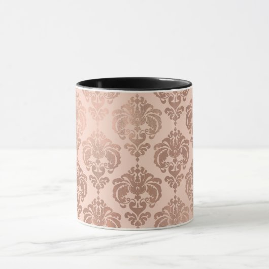Mug Rose Or Blush rose moderne Glam Damask (Centre)