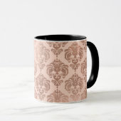 Mug Rose Or Blush rose moderne Glam Damask (Devant droit)