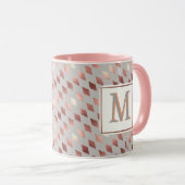 Mug rose or diamant monogramme gris gris muguet (Devant droit)