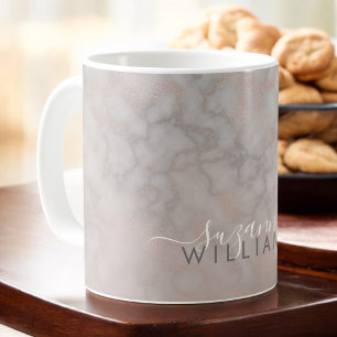 Mug Rose or et gris Elegant en marbre Motif
