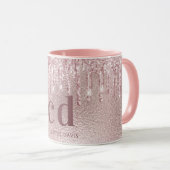 Mug Rose or gouttes à gouttes nom monogramme (Devant droit)