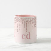 Mug Rose or gouttes initiales monogramme (Centre)