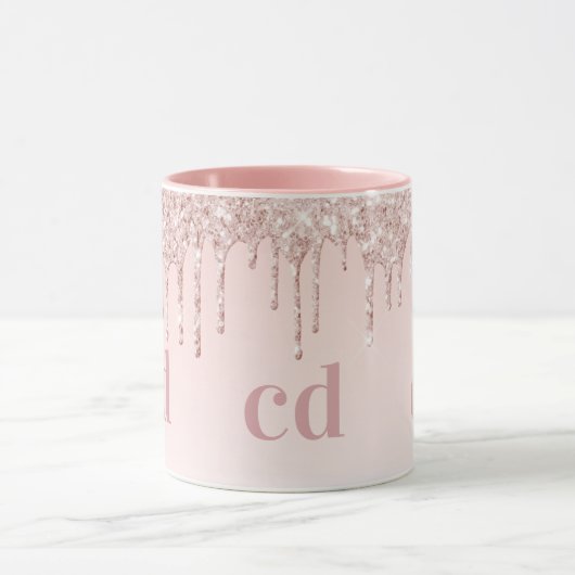 Mug Rose or gouttes initiales monogramme (Centre)