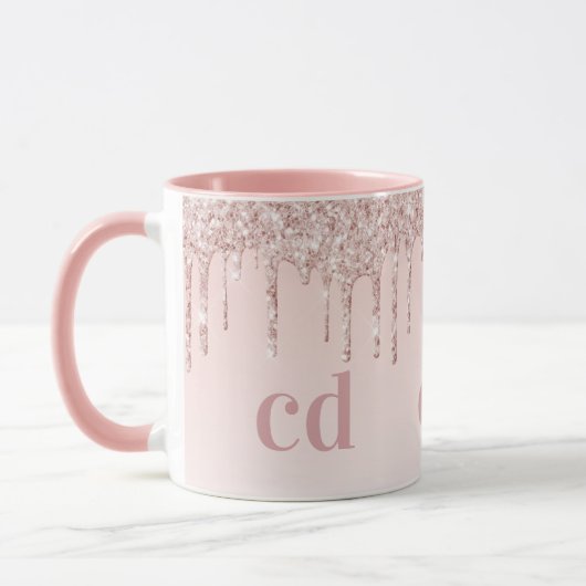 Mug Rose or gouttes initiales monogramme (Gauche)