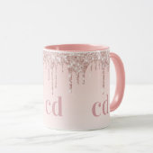 Mug Rose or gouttes initiales monogramme (Devant droit)