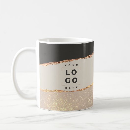 Mug Rose or noir élégant moderne girly prix QR code (Gauche)