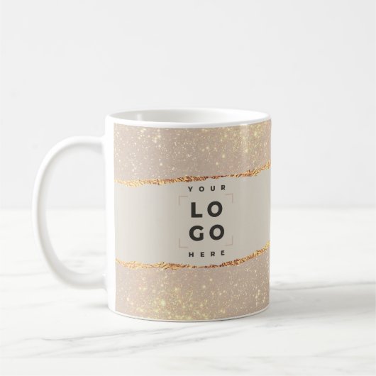 Mug Rose or noir élégant moderne girly prix QR code (Gauche)