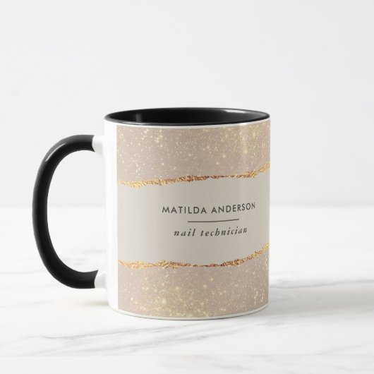 Mug Rose or noir élégant moderne girly prix QR code (Gauche)
