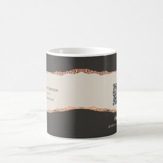Mug Rose or noir élégant moderne girly prix QR code (Centre)