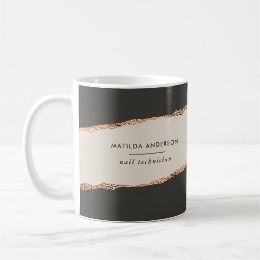 Mug Rose or noir élégant moderne girly prix QR code (Gauche)