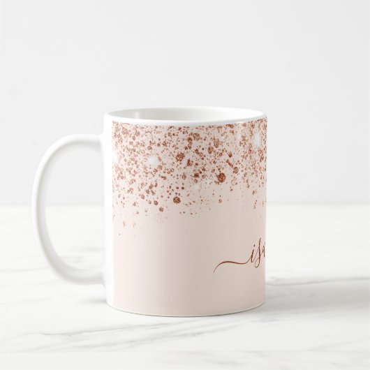 Mug Rose or parties scintillant nom script glam (Gauche)