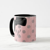 Mug Rose or rose brillant glam Pois moderne chic (Devant gauche)