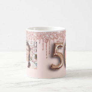 Mug Rose or rose photo 50e anniversaire