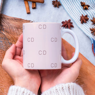 Mug Rose or rousse monogramme initiales motif