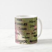 Mug rose or & sauge marbre vert tourbillon Mega ville (Devant droit)