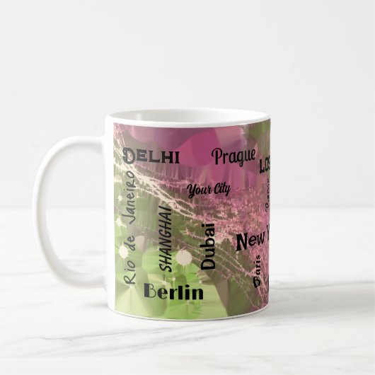 Mug rose or & sauge marbre vert tourbillon Mega ville (Gauche)