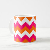 Mug Rose Orange Blanc Zigzag (Devant gauche)
