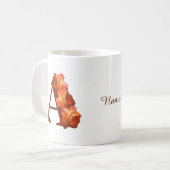 Mug Rose orange Monogramme initial A Votre Nom (Devant gauche)