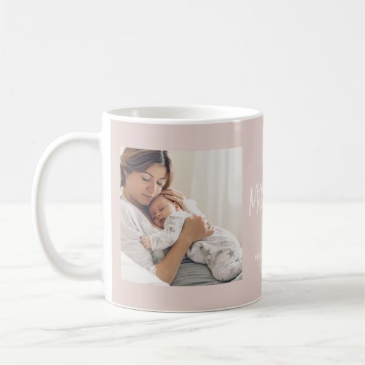 Mug Rose pâle | Deux script photo Première fête des mè (Gauche)