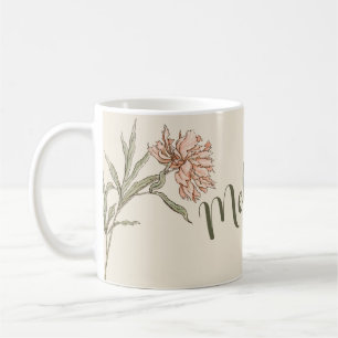 Mug Rose Pâle Floral Personnalisé Aquarelle Vintage