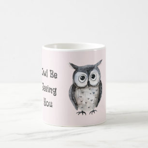 Mug Rose Pâle Hibou Noir À Revoir