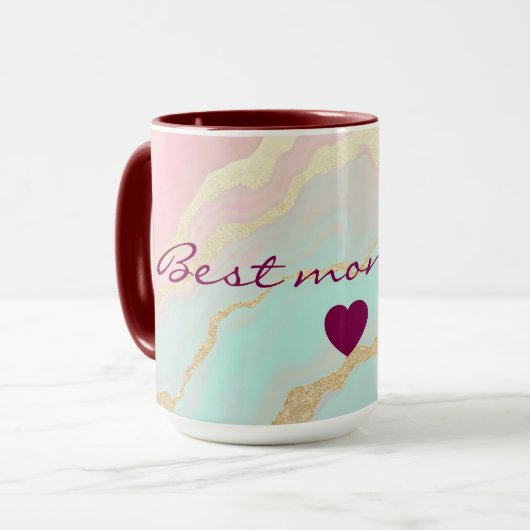 Mug Rose Pâle Menthe Or Luxe Collection Populaire (Devant gauche)