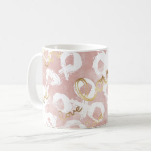 Mug Rose Pâle Or Blanc XOXO Amour