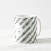 Mug Rose Pâle Vert Stripes Noël Pailleté (Devant droit)