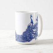 Mug Rose Paon Bleu Blanc (Devant droit)