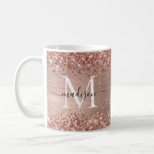 Mug Rose Parties scintillant or brossé métal Monogramm