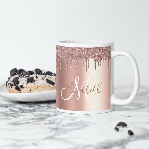 Mug Rose Parties scintillant or  Drives métal Monogram