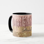 Mug Rose Parties scintillant or goutte d'or rayures d' (Devant gauche)