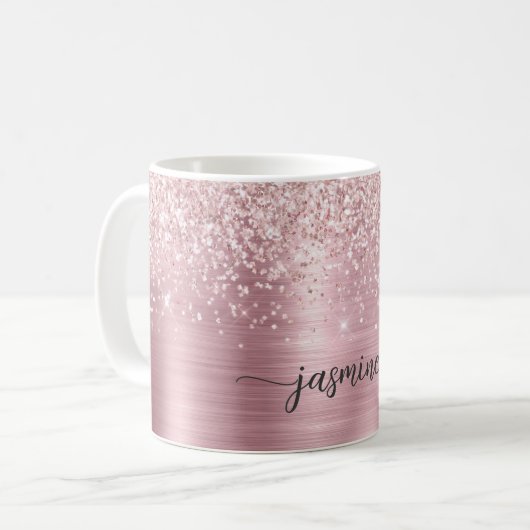 Mug Rose Parties scintillant or Monogramme Signature O (Devant gauche)