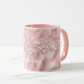Mug Rose Parties scintillant or rose métallique Nom pe (Devant droit)