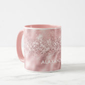 Mug Rose Parties scintillant or rose métallique Nom pe (Devant gauche)