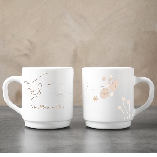 Mug Rose personnalisé Gold Line Art Mindfulness Citati