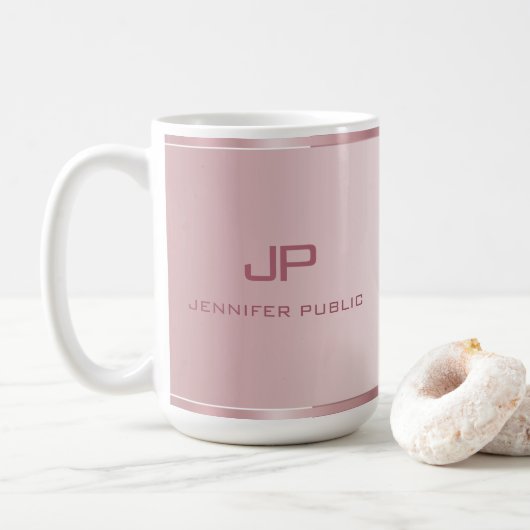Mug Rose personnalisé Modèle or Monogramme élégant ten (Avec donut)