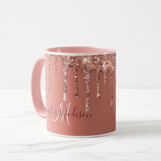 Mug Rose personnalisé Parties scintillant Gold Drivers (Devant gauche)