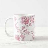 Mug Rose Pink Floral Toile Pattern Personalized Name (Gauche)