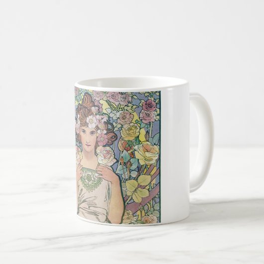 Mug Rose (quatre fleurs), Alphonse Mucha (Devant droit)