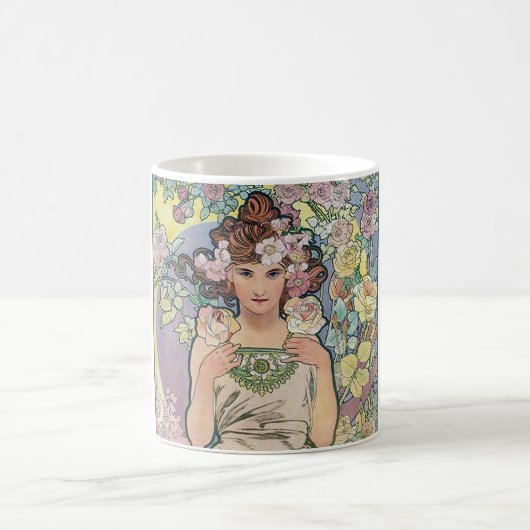 Mug Rose (quatre fleurs), Alphonse Mucha (Centre)
