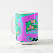 Mug Rose Rétro et Art Liquide Bleu Clair sur Hydrangea (Devant gauche)