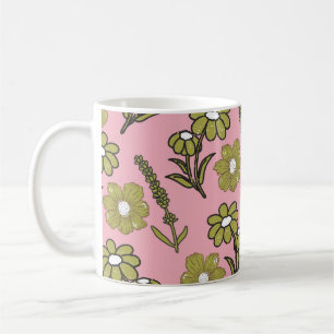 Mug Rose Rétro Floral Vert Jeux Y2K Printemps Été