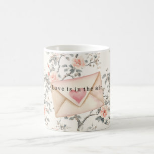 Mug Rose romantique d'amour cœur pêche florale Saint-V