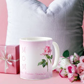 Mug Rose rose avec le coeur de la feuille d'argent