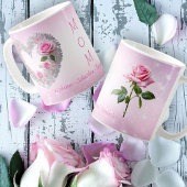 Mug Rose rose avec le coeur de la feuille d'argent