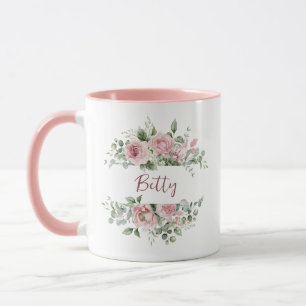 Mug Rose rose blush personnalisée
